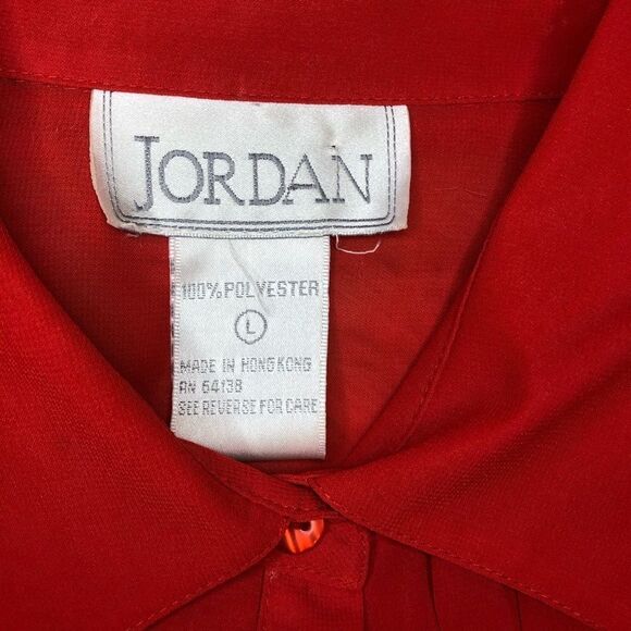 Jordan vintage red pleated front button down LG - Picture 4 of 7